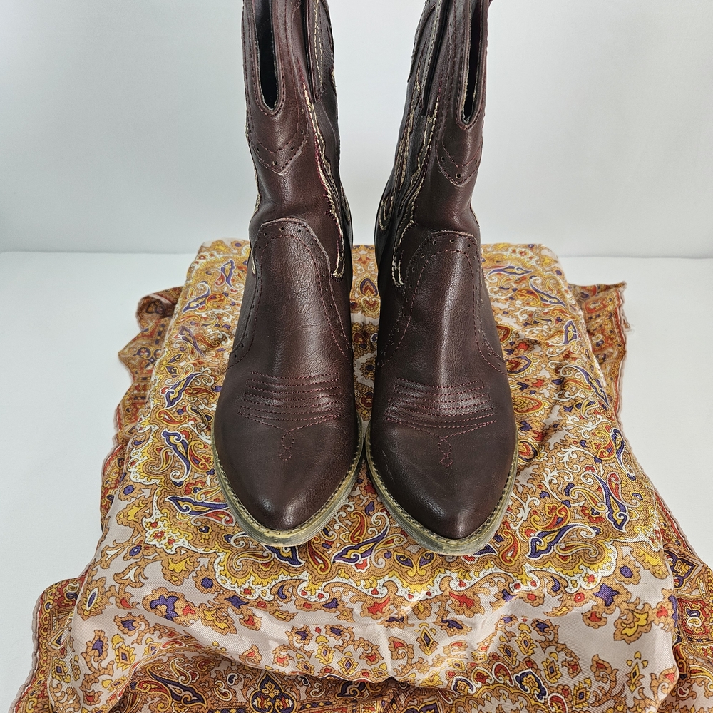 Very Volatile Dark Brown Lace-Up Western Ankle Boots